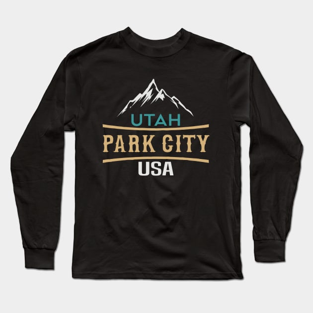 Park City Utah, Retro Mountain utah Long Sleeve T-Shirt by UranusArts